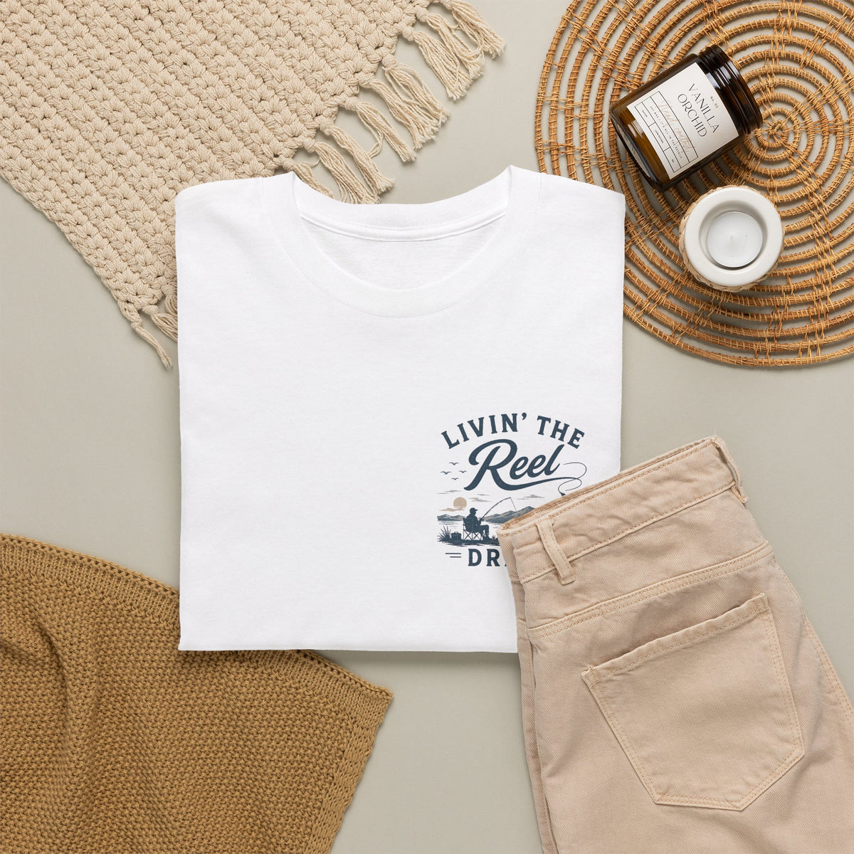 Reel Good Mates Livin' the Reel Dream Pocket  Cotton T-Shirt
