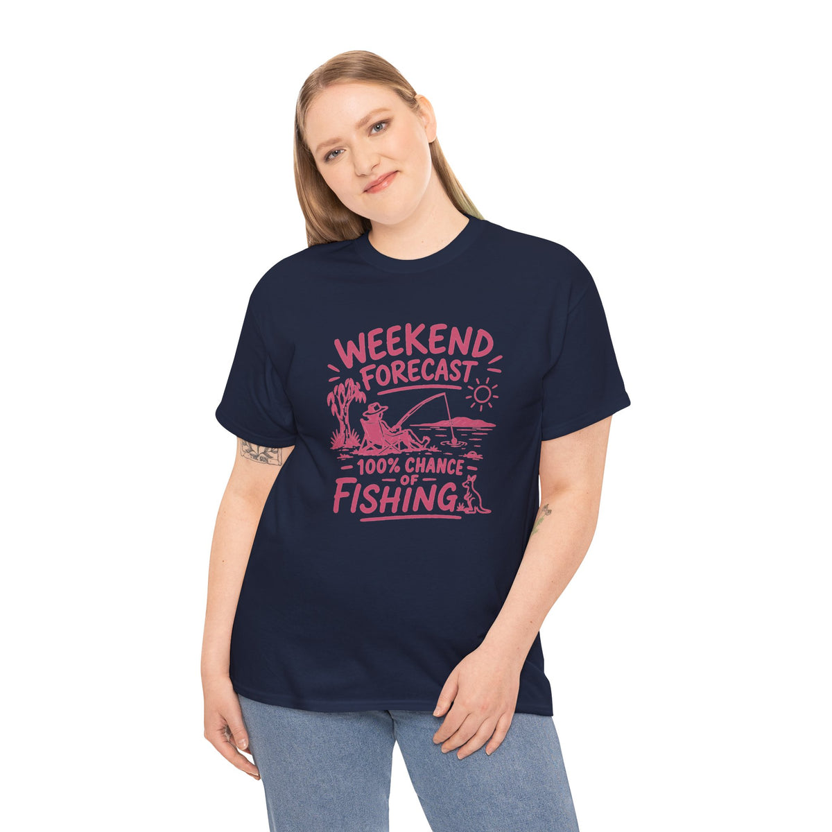 Reel Good Mates Weekend Forecast Graphic  Cotton Fishing T-Shirt