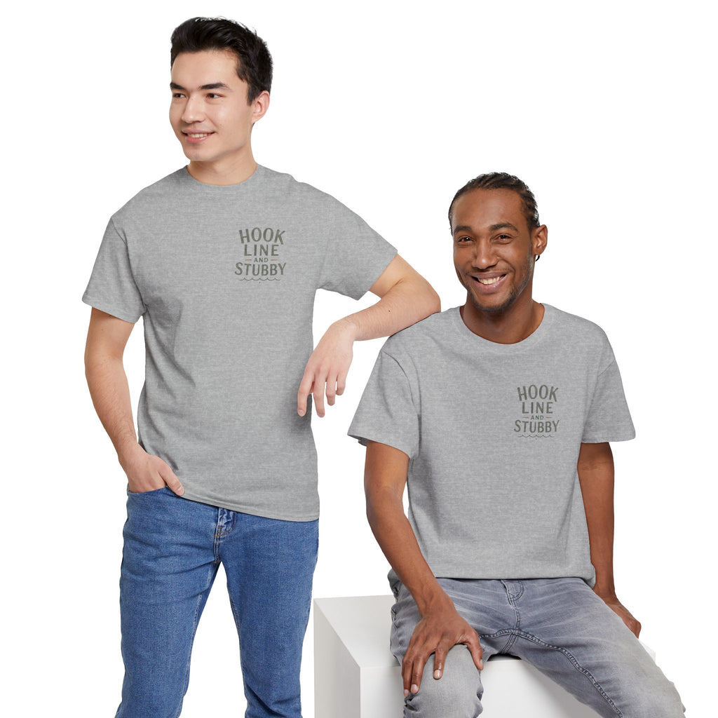 Reel Good Mates Hook Line & Stubby  Cotton Fishing T-Shirt
