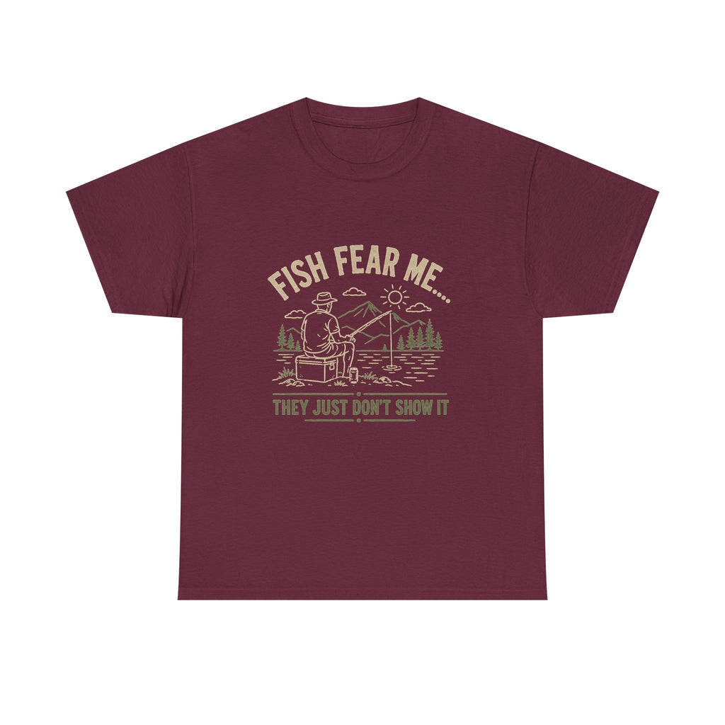 Reel Good Mates Fish Fear Me Funny  Cotton Fishing T-Shirt