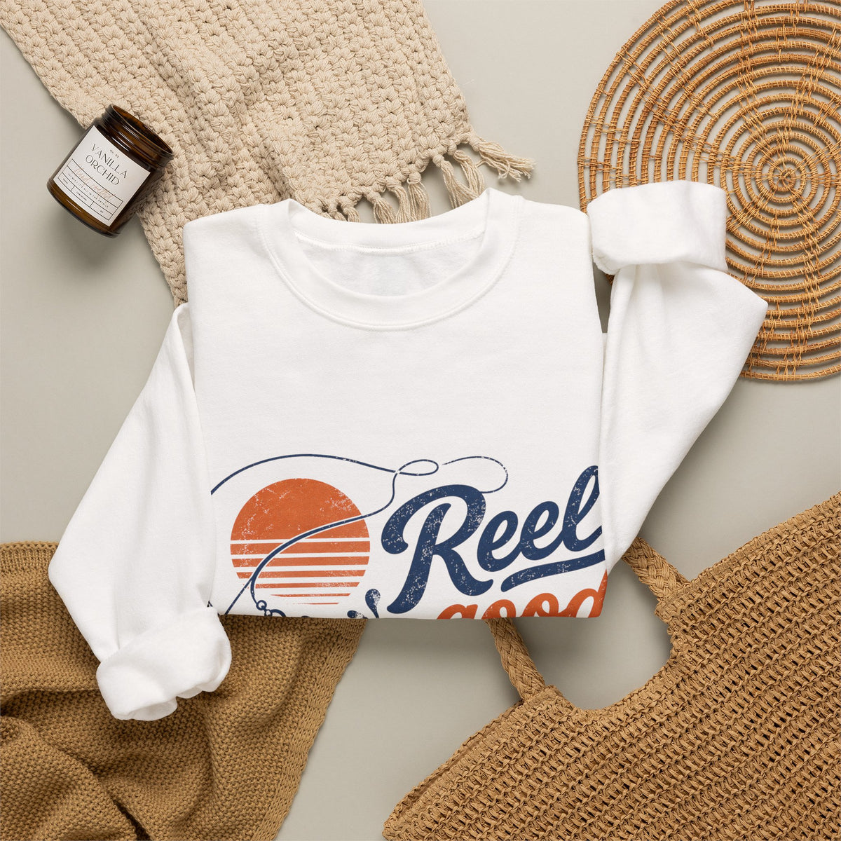 Reel Good Mates Reel Good Times Retro Fishing Sweatshirt