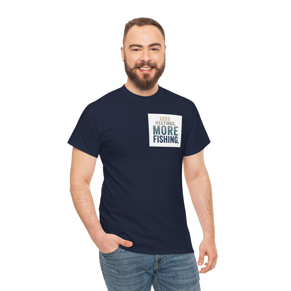 Reel Good Mates Less Meetings  Cotton Fishing T-Shirt