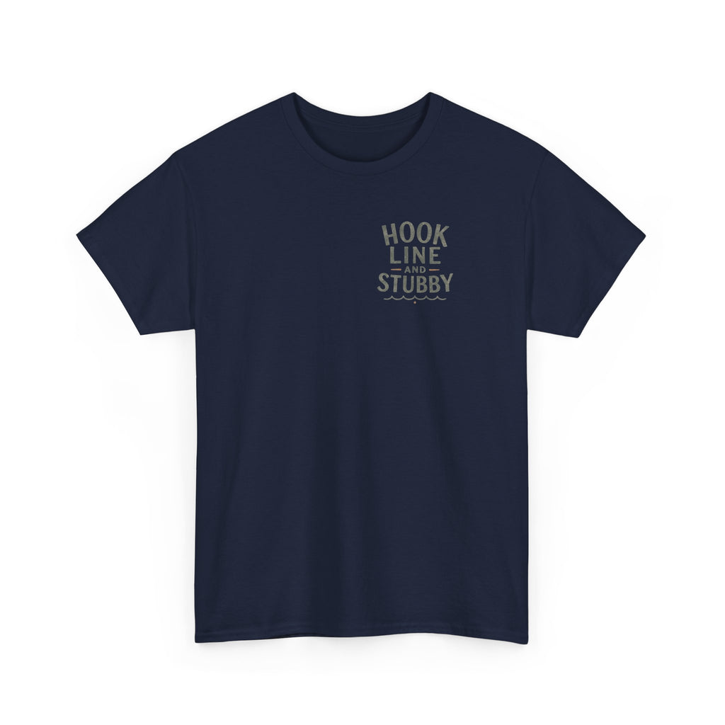 Reel Good Mates Hook Line & Stubby  Cotton Fishing T-Shirt