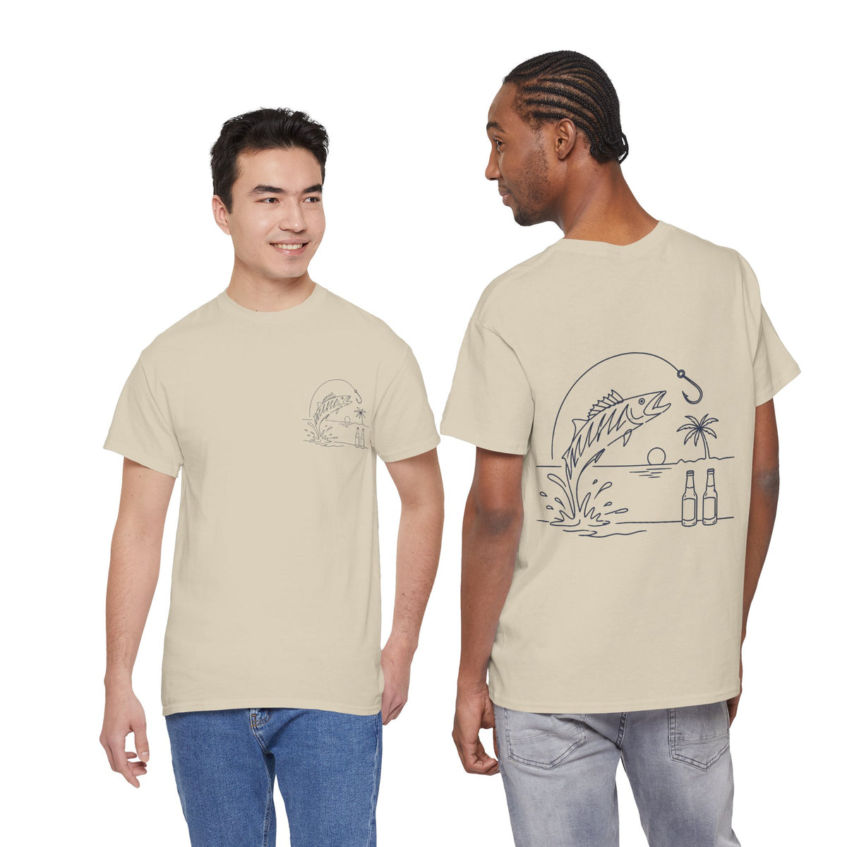 Reel Good Mates Beach Fishing Retro  Cotton Fishing T-Shirt