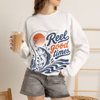 Reel Good Mates Reel Good Times Retro Fishing Sweatshirt