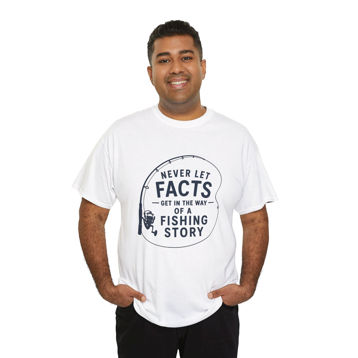 Reel Good Mates Never Let Facts Rod Funny Cotton Fishing T-Shirt