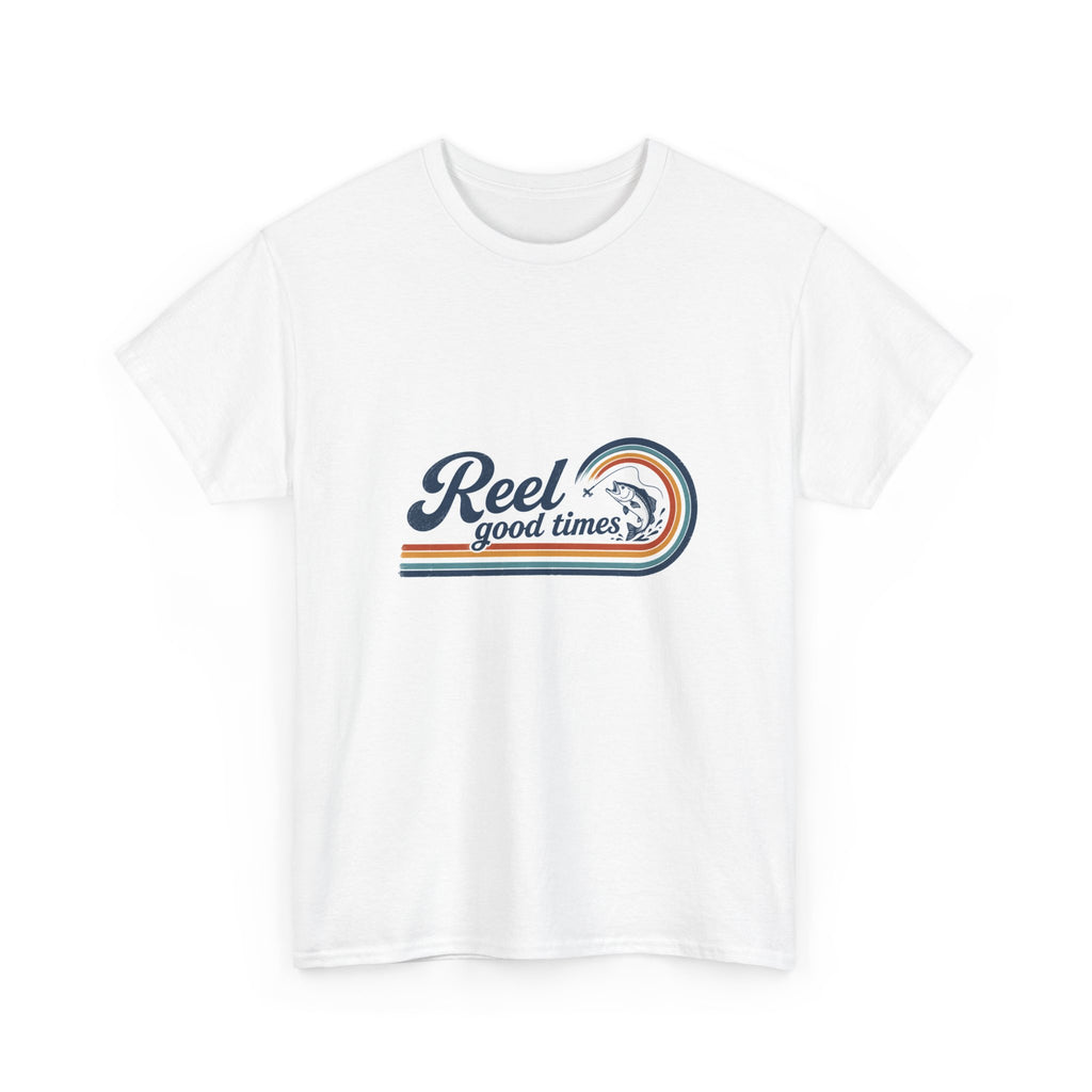 Reel Good Mates Reel Good Times Retro Wave  Cotton T-Shirt