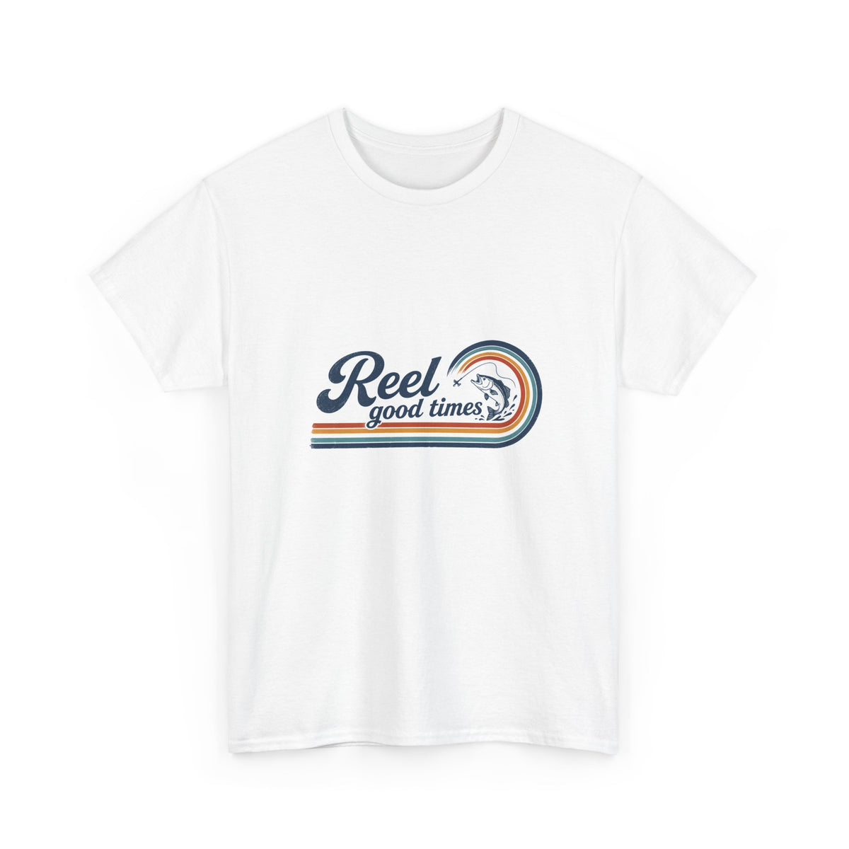 Reel Good Mates Reel Good Times Retro Wave  Cotton T-Shirt
