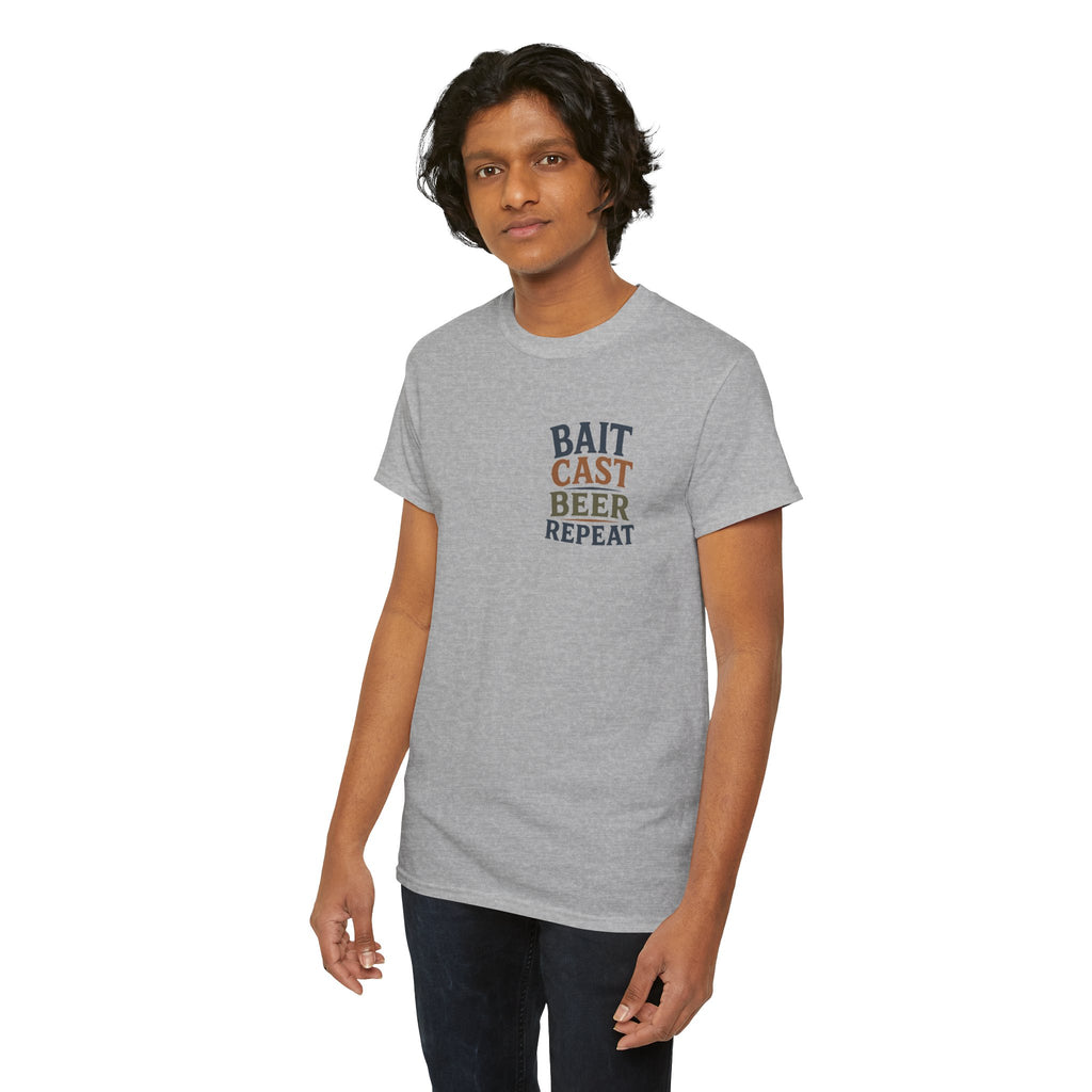 Reel Good Mates Bait Cast Beer Repeat  Cotton Fishing T-Shirt