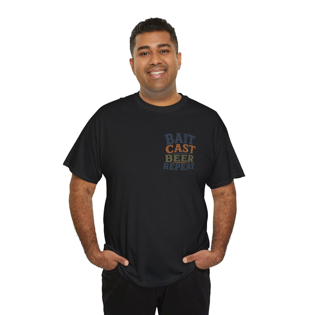 Reel Good Mates Bait Cast Beer Repeat  Cotton Fishing T-Shirt
