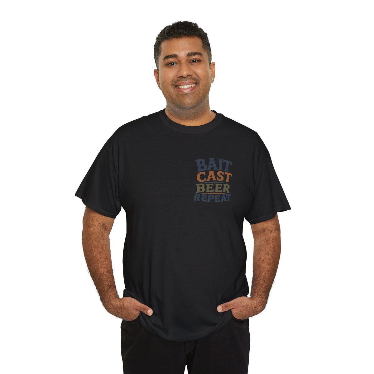 Reel Good Mates Bait Cast Beer Repeat  Cotton Fishing T-Shirt