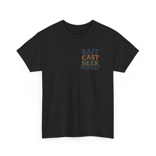 Reel Good Mates Bait Cast Beer Repeat  Cotton Fishing T-Shirt