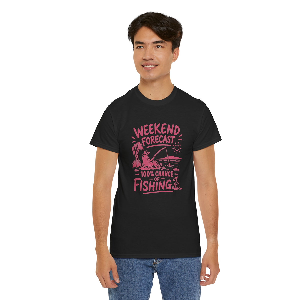 Reel Good Mates Weekend Forecast Graphic  Cotton Fishing T-Shirt