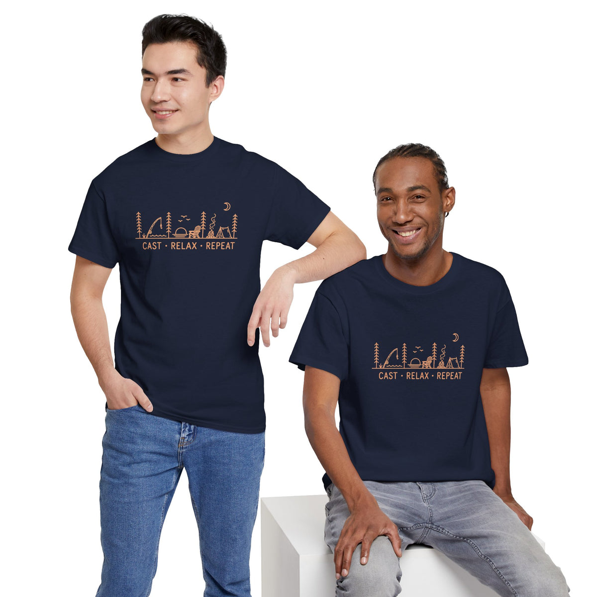 Reel Good Mates Cast Relax Repeat  Cotton Fishing T-Shirt