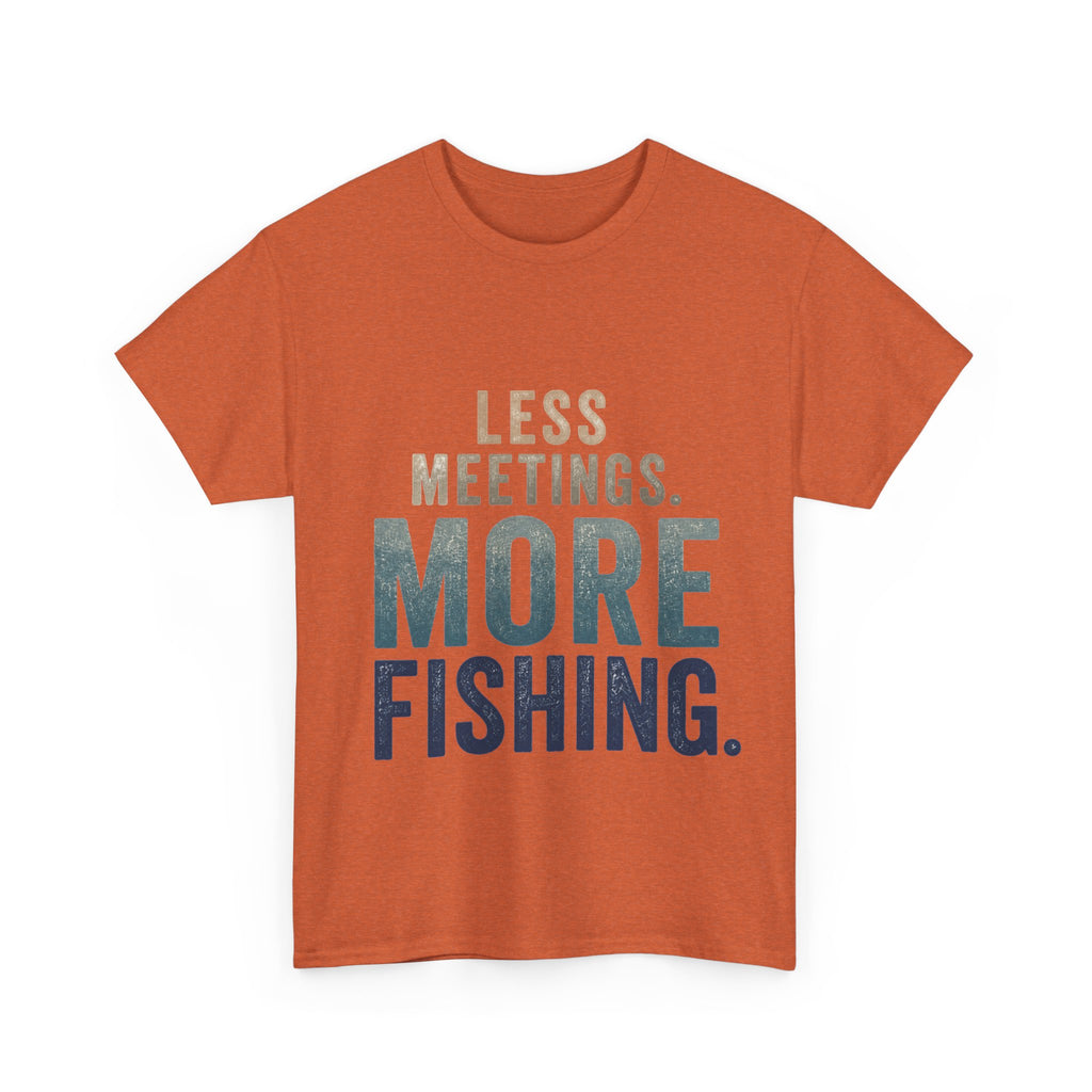 Reel Good Mates Less Meetings Angler  Cotton Fishing T-Shirt