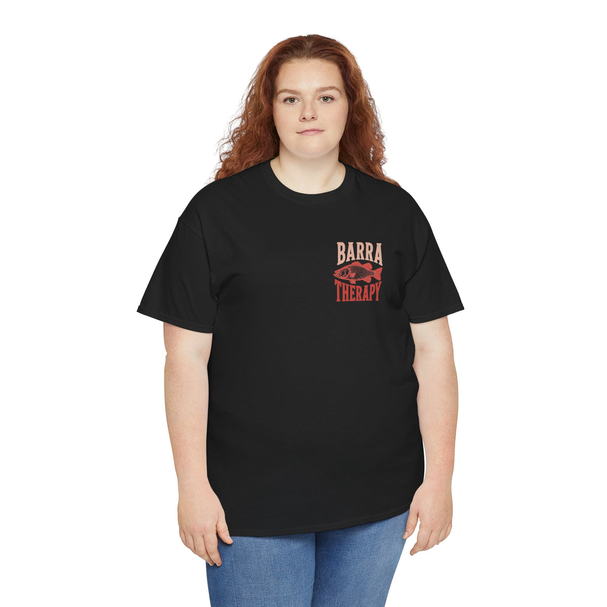 Reel Good Mates Barra Therapy Red Brown Fish Cotton Fishing T-Shirt