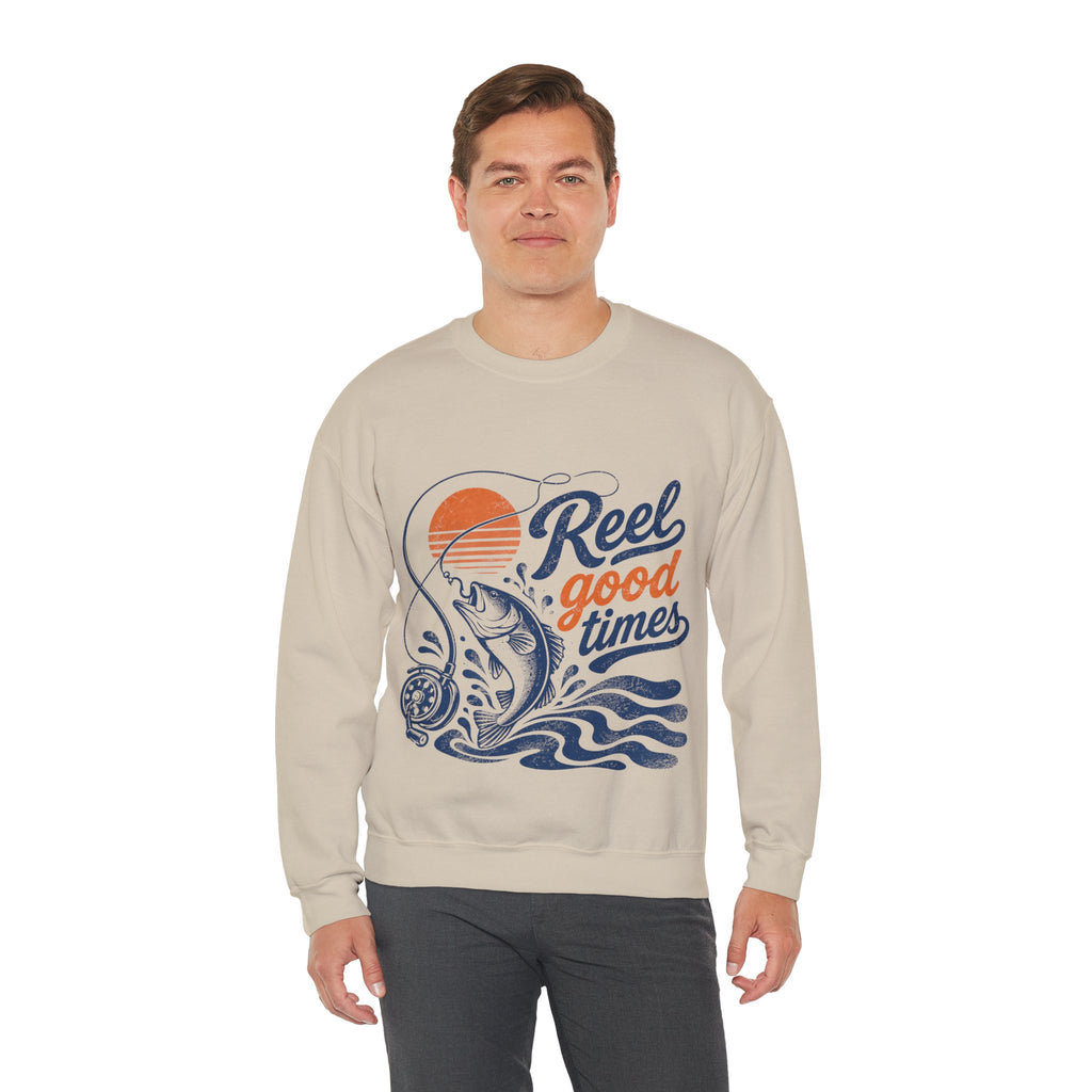 Reel Good Mates Reel Good Times Retro Fishing Sweatshirt
