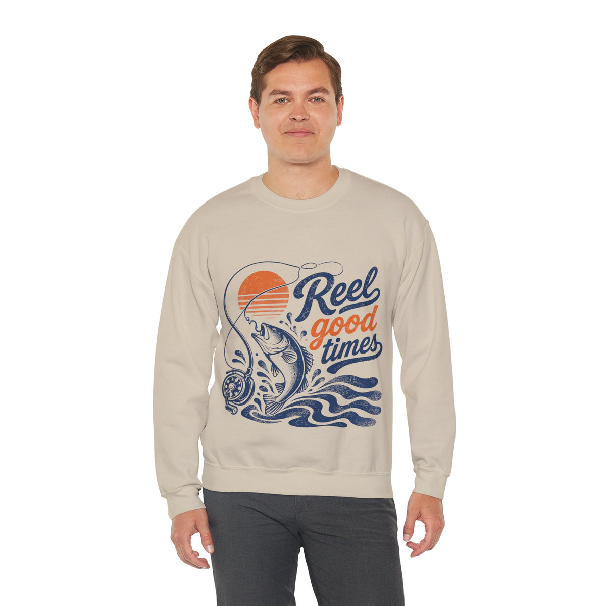 Reel Good Mates Reel Good Times Retro Fishing Sweatshirt