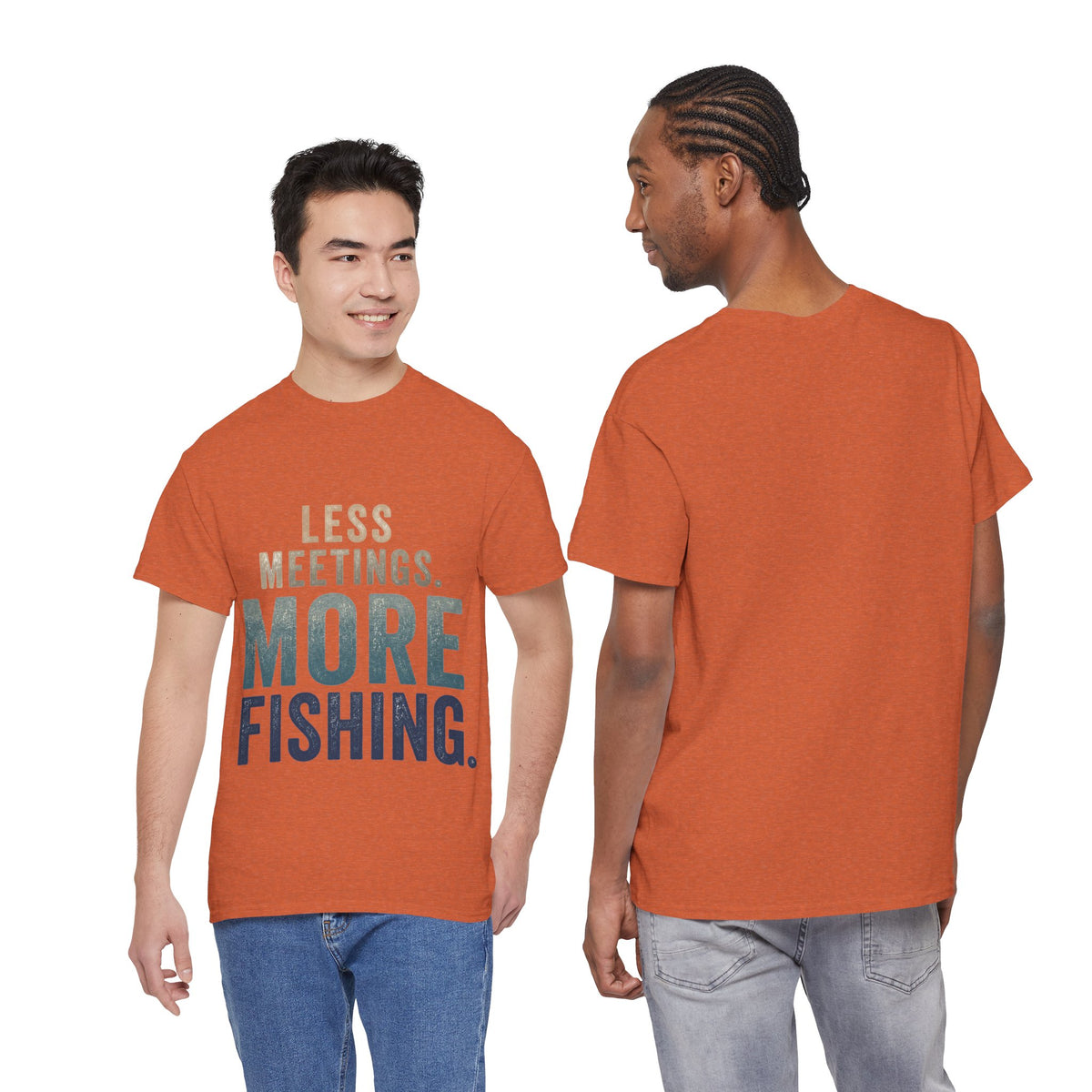 Reel Good Mates Less Meetings Angler  Cotton Fishing T-Shirt
