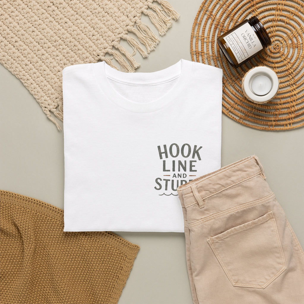 Reel Good Mates Hook Line & Stubby  Cotton Fishing T-Shirt