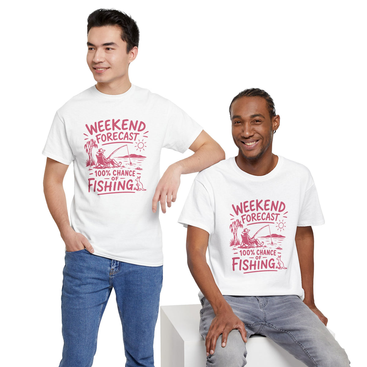Reel Good Mates Weekend Forecast Graphic  Cotton Fishing T-Shirt