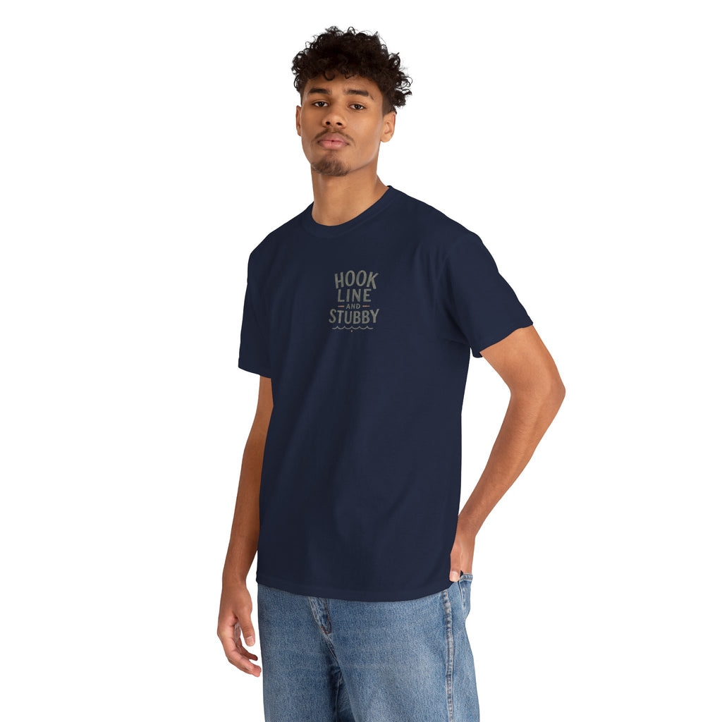 Reel Good Mates Hook Line & Stubby  Cotton Fishing T-Shirt