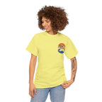 Reel Good Mates Times fishing logo vintage sunset ocean design cotton tee