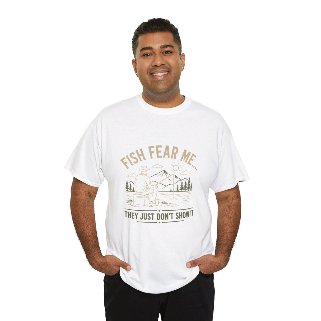 Reel Good Mates Fish Fear Me Funny  Cotton Fishing T-Shirt