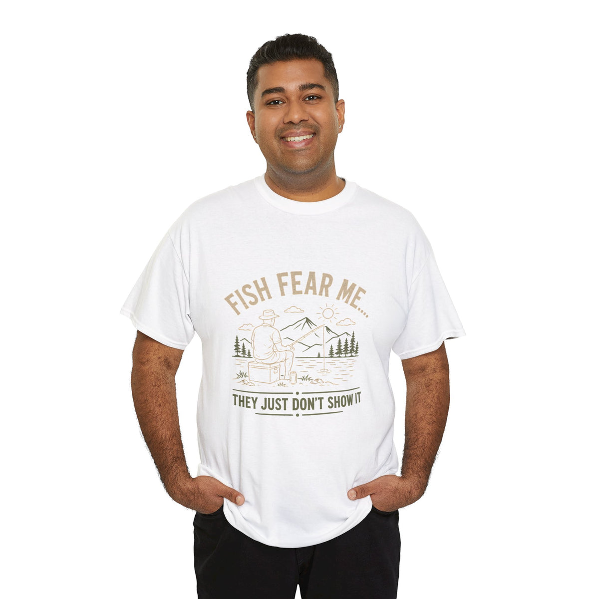 Reel Good Mates Fish Fear Me Funny  Cotton Fishing T-Shirt