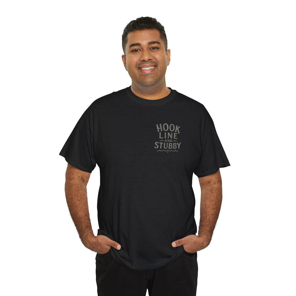 Reel Good Mates Hook Line & Stubby  Cotton Fishing T-Shirt