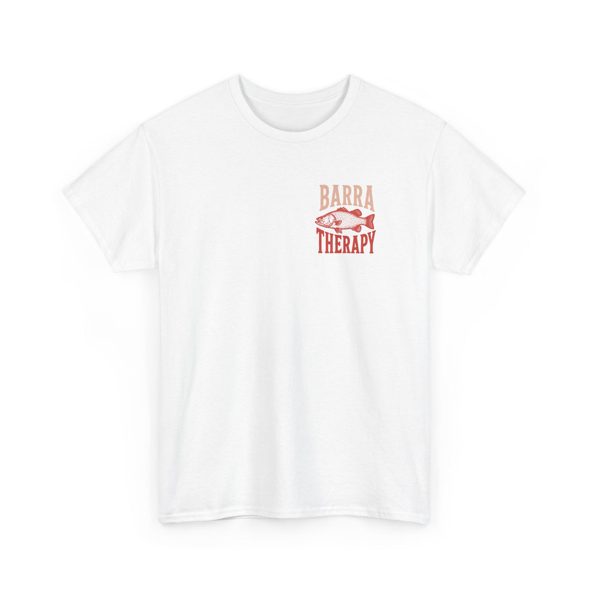 Reel Good Mates Barra Therapy Red Brown Fish Cotton Fishing T-Shirt
