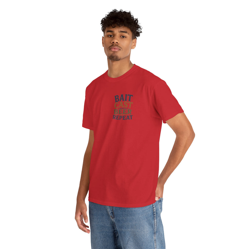 Reel Good Mates Bait Cast Beer Repeat  Cotton Fishing T-Shirt